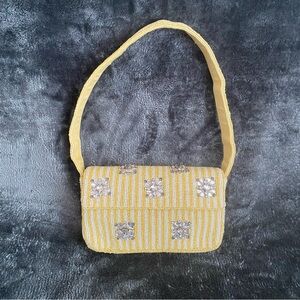 Anthropologie Yellow Beaded Shoulder Bag